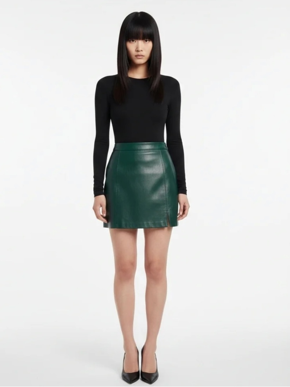Abercrombie Women’s Vegan Leather Mini Skirt - Dark Green